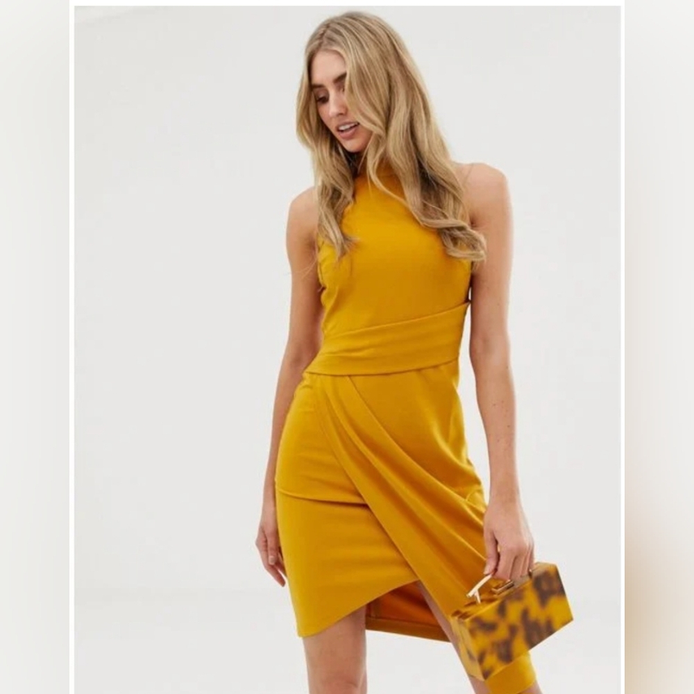 Chic Asymmetrical Mustard Yellow Dress